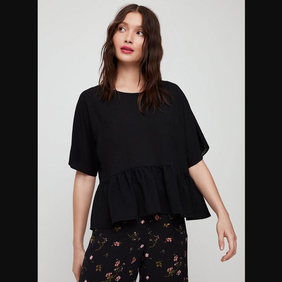 Aritzia Black Peplum Blouse - Picture 1 of 4